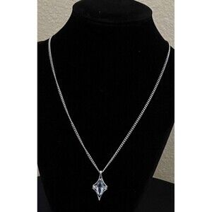 Avon 1976 Crystal Palace Silver Tone Necklace Light Blue Clear Rhinestones 20"
